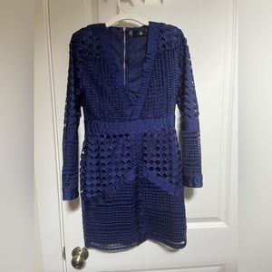 Misguided cocktail dress - embroidered navy